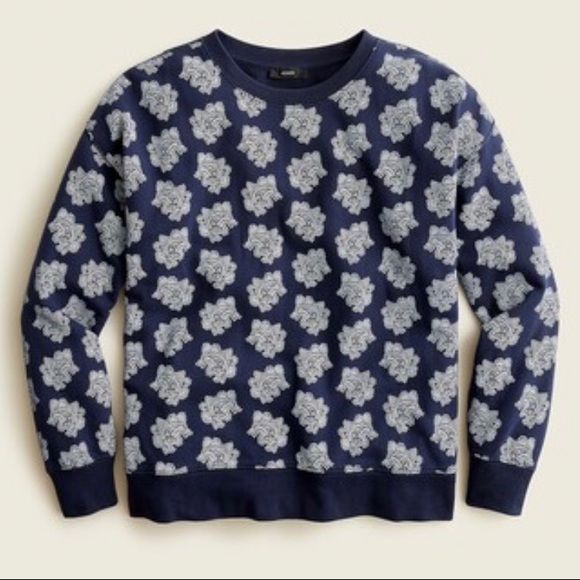 NWT J.‎ Crew University Terry Paisley Crewneck Sweatshirt and Jogger SET - Picture 2 of 3